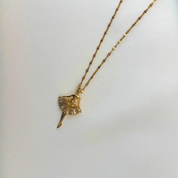 Titanium steel and 18k Gold-Plated Elegant Ballet Girl Pendant Necklace.