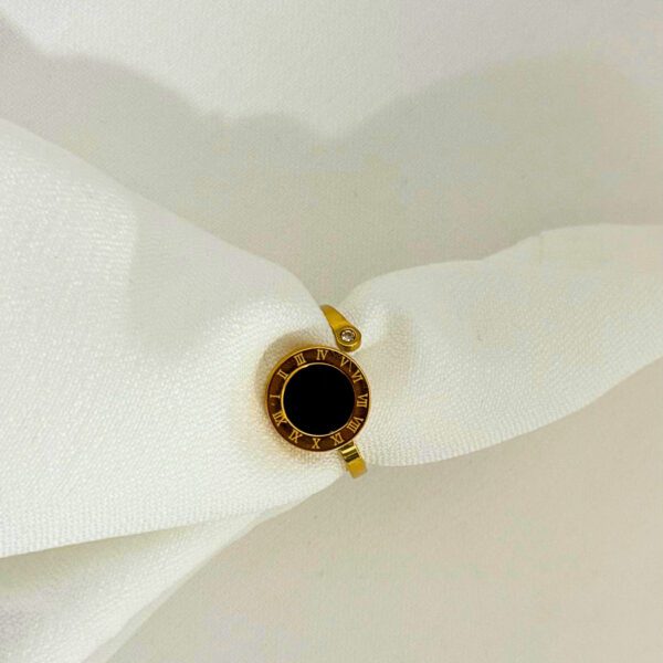 Black Roman Ring 18k Gold Plated