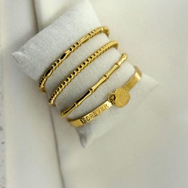 Beads Punk Bamboo, Gold Plated Bangles