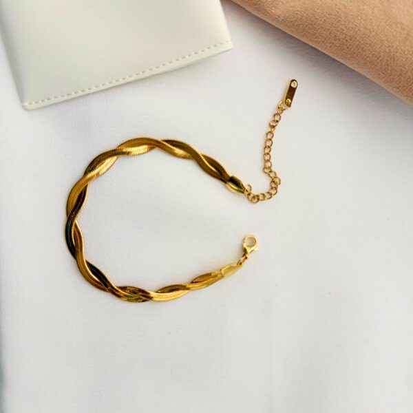 Braid Blade Chain Bracelet 18K Gold Plated