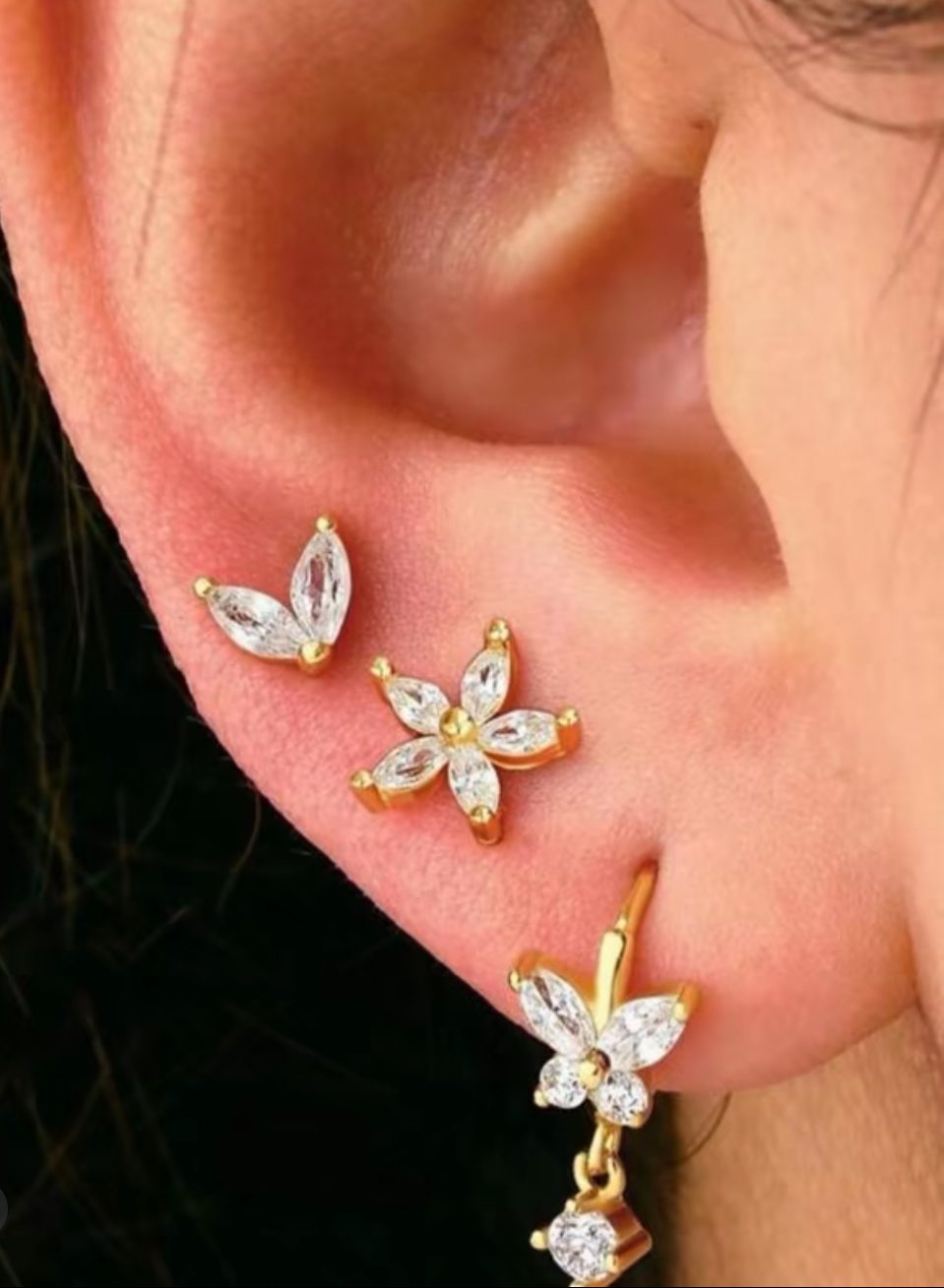 Exquisite Cartilage Piercing Studs - 3Pcs - Image 3