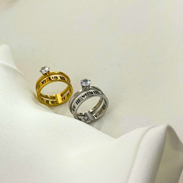 Roman Double Zirconia Ring