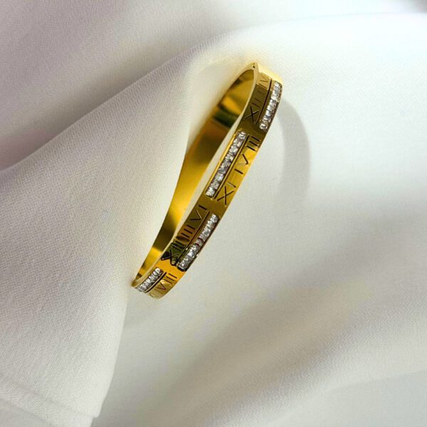 Roman Numerals and Cubic Zirconia Stones Bangle