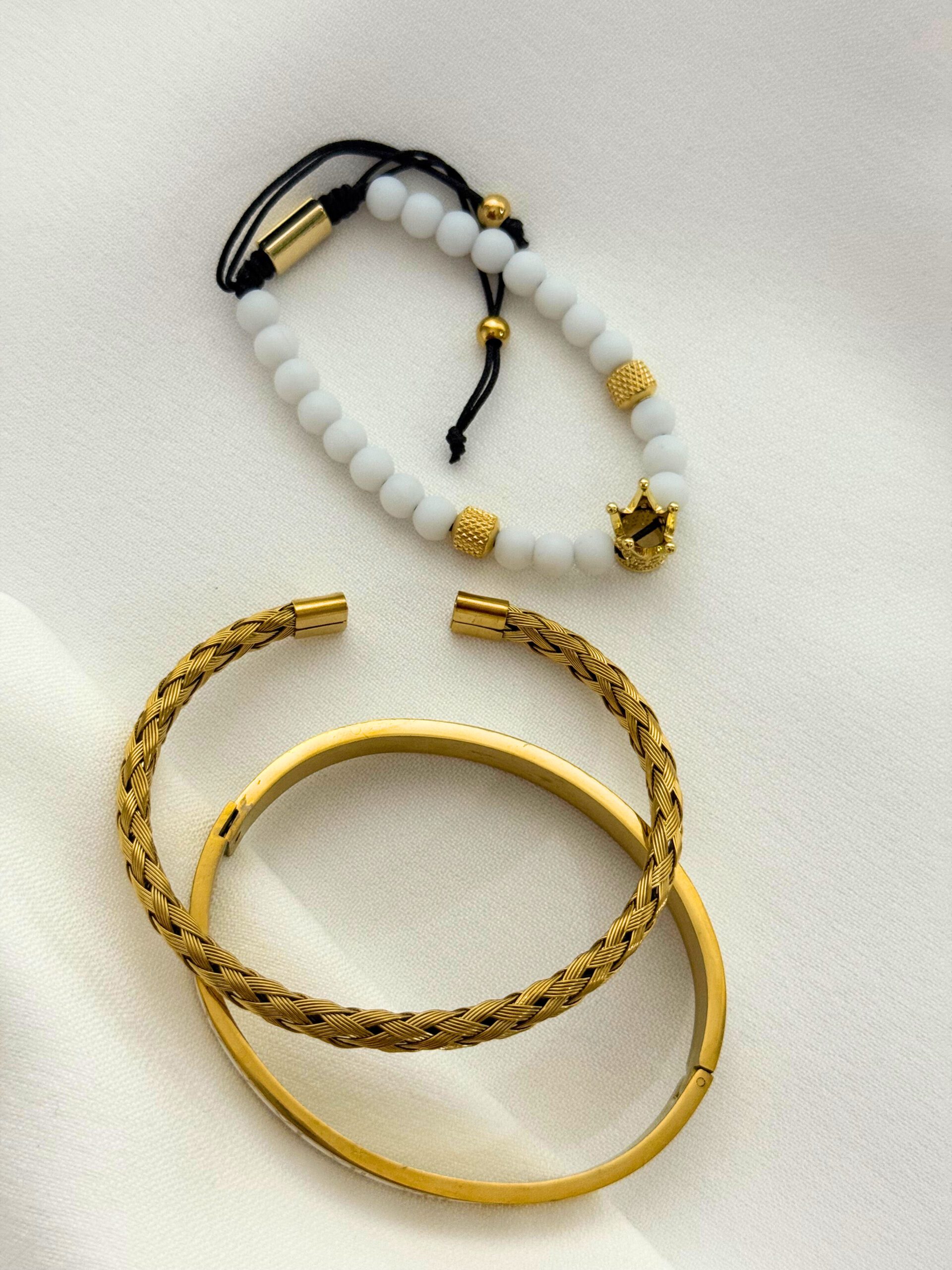 Set of 3 White King Bangles - Image 2