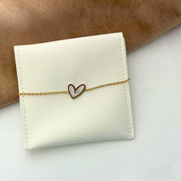 18K Gold Plated Stainless Steel Shumaila Bracelet with Real White Heart