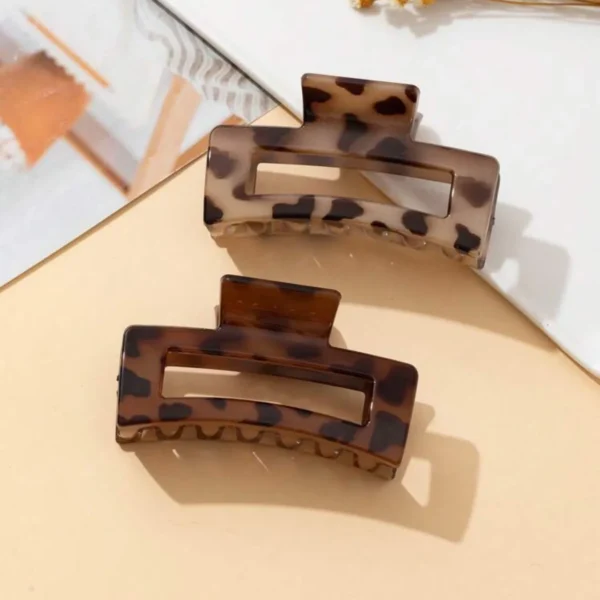 2Pcs Leopard print square shape hair clips