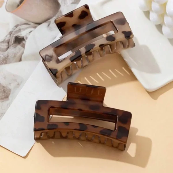 2Pcs Leopard print square shape hair clips