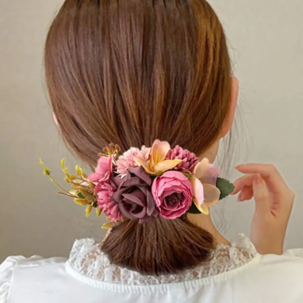 Bohemian Style Rose Flower Hair Comb for Bridal & Beach Holiday Hair Tie