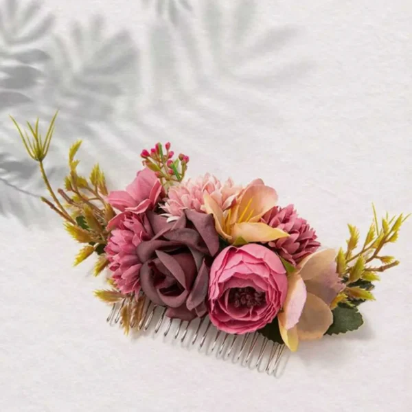 Bohemian Style Rose Flower Hair Comb for Bridal & Beach Holiday Hair Tie