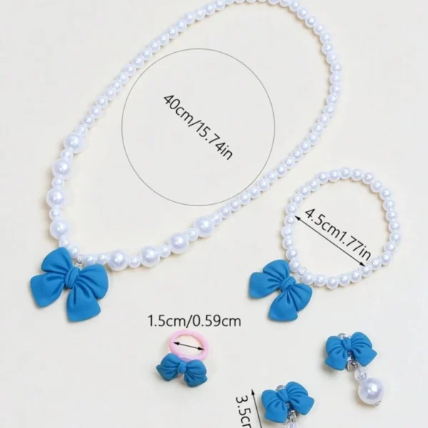 Kids Pearl Bow-Knot Jewelry Set