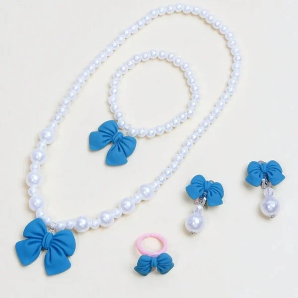 Kids Pearl Bow-Knot Jewelry Set