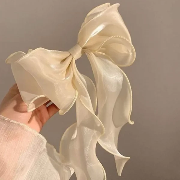 Super Chic White Mesh Bowknot Ribbon Hair Clip