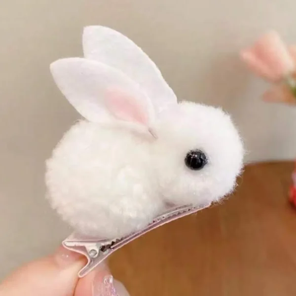2pcs Plush Rabbit Hair Clips for Baby Girls