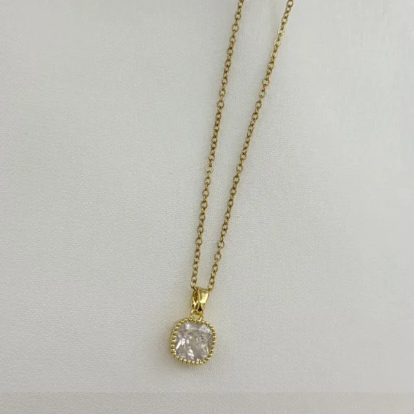 Safia necklace Cube Charm White Zirconia Pendant Necklace