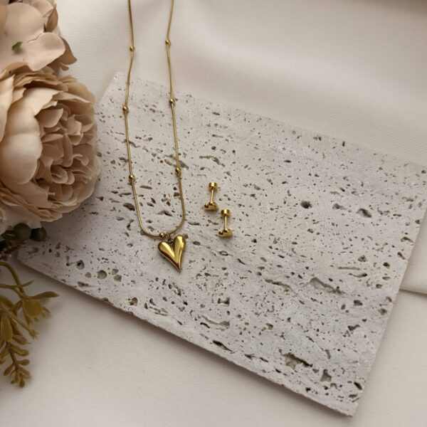 Heart studs and heart necklace set